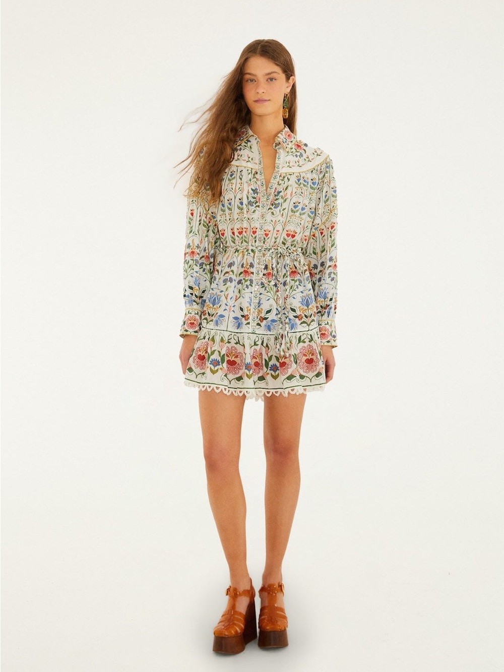 FARM Rio Off White Stitched Garden Mini Dress - Picture 2 of 4